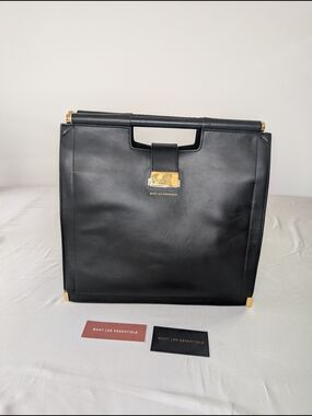 WANT LES ESSENTIELS Black Leather Structured Tote Mina Top Handle Satchel